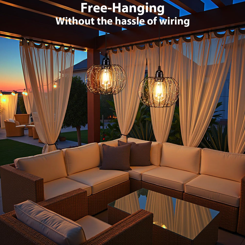 Battery Operated Hanging Chandelier Outdoor, Set of 2 with Remote, No Wiring,...