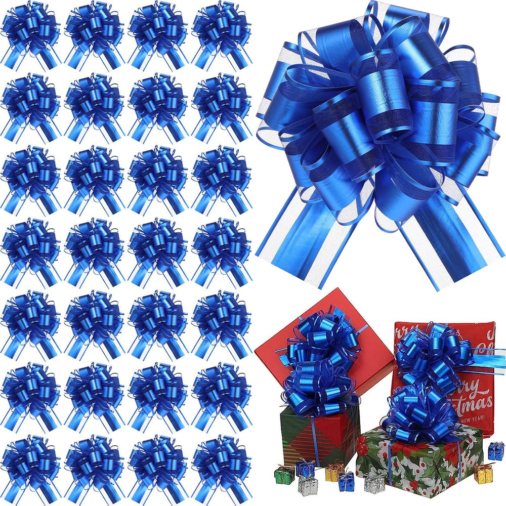 WILLBOND 100 Pcs Christmas Pull Bow for Gift Wrapping, Dark Blue