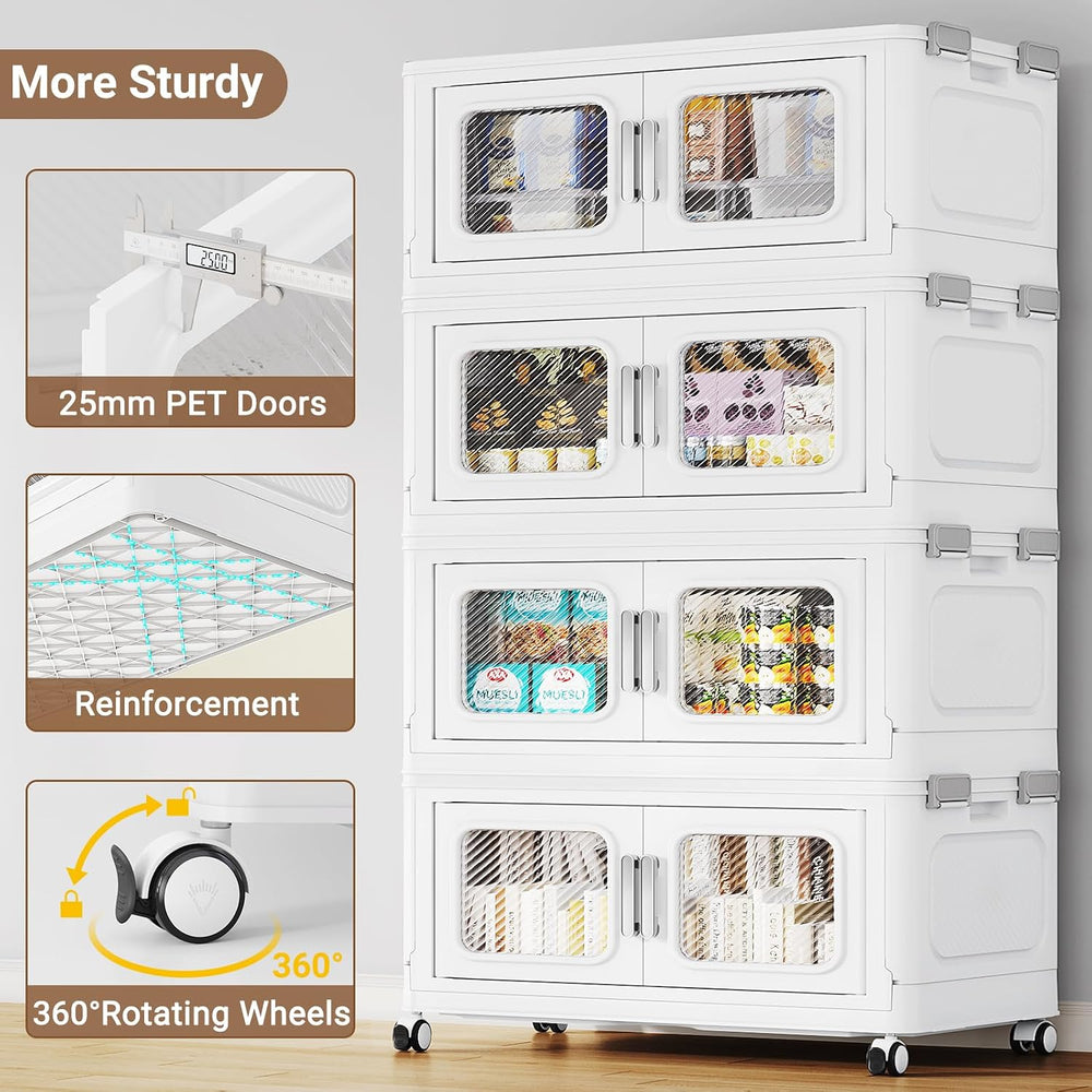 BROVIEW 300 Qt Extra Large Stackable Storage Bin with Lids, 5 Pack White