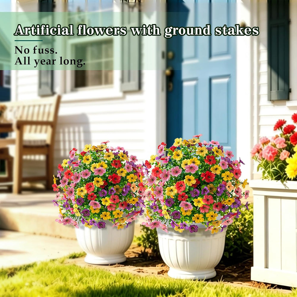2-Pack 22in Petunias,Artificial Flowers with Ground Stakes