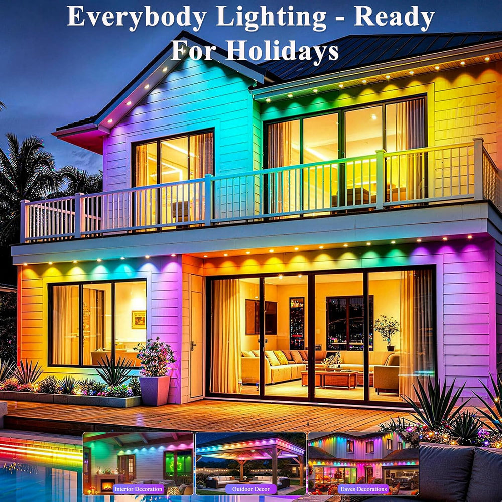 400FT Permanent Outdoor Lights, Smart RGB+IC Eaves Lights for House, App &amp...