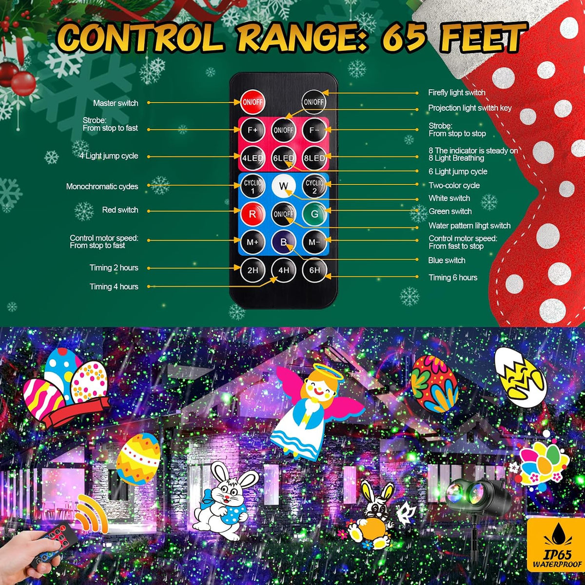 christmas projector lights outdoor with ocean wave &, package contents