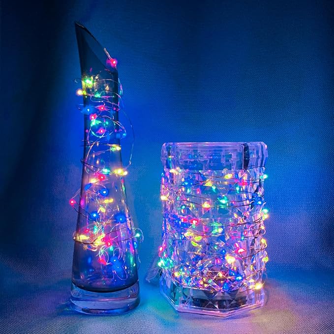 100 Pack Fairy Lights 7Ft 20 LED Twinkle String Lights 3 Modes Battery Operated Waterproof Firefly Starry for Mason Jar Party Wedding Christmas Valentines Day Table Centerpieces,Multicolor