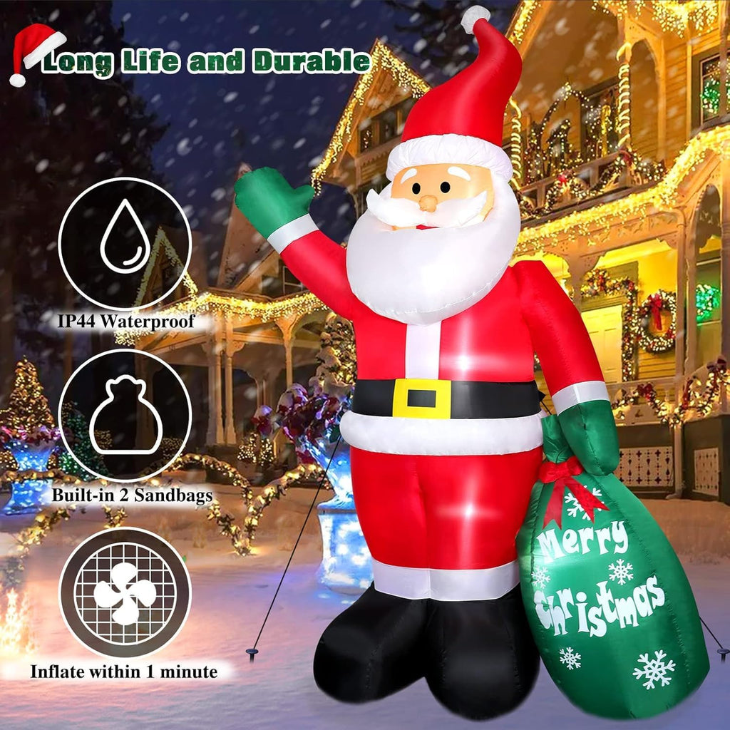 8 ft christmas inflatable santa claus outdoor decors, side view