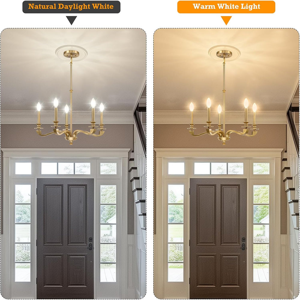 Gold Chandeliers for Dining Room, 25.5 Inch Vintage Gold Chandelier Light Fix...