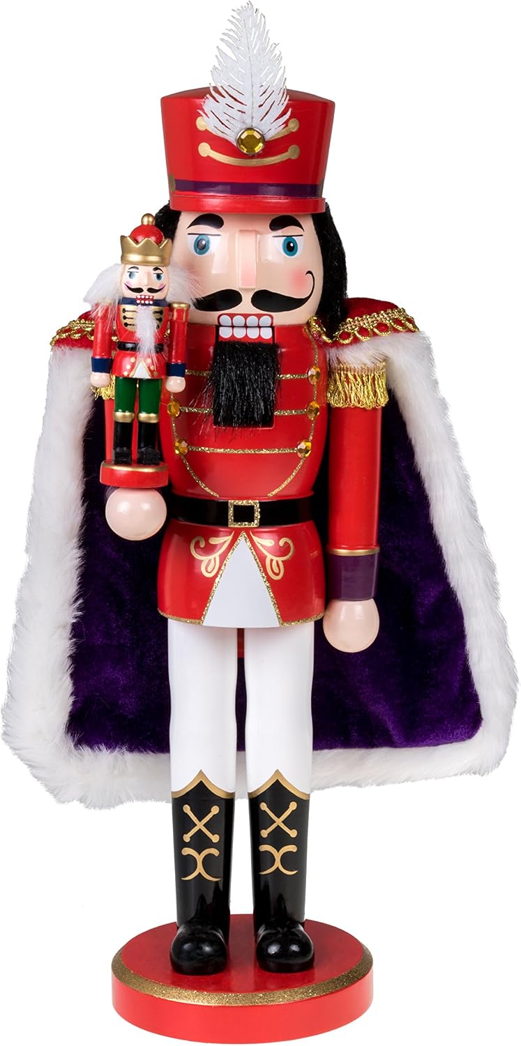 Clever Creations Red Prince 14 Inch Traditional Wooden Nutcracker, Festive Christmas Décor for Shelves and Tables