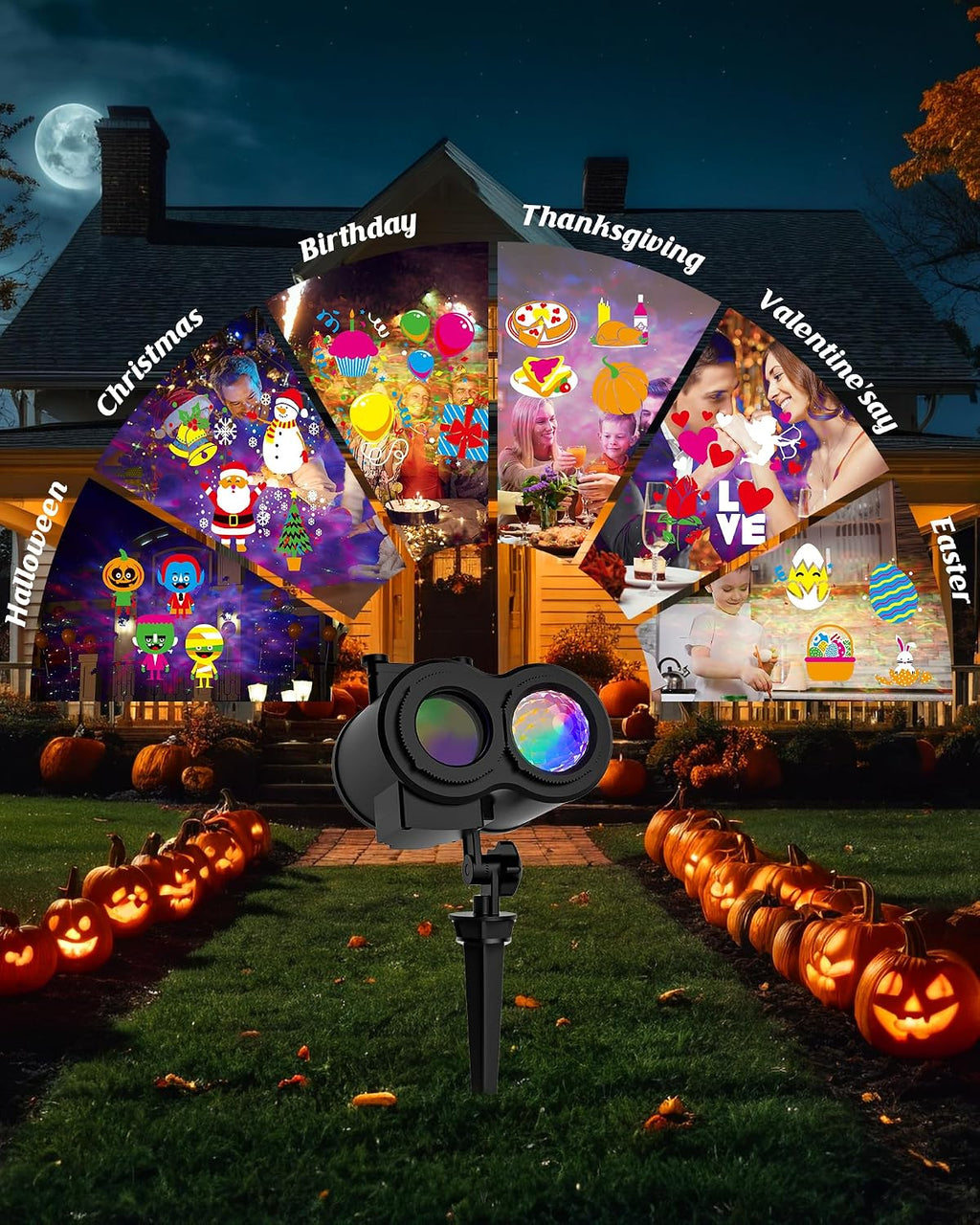 coolwufan 2-in-1 halloween christmas projector lights outdoor 20, close-up detail