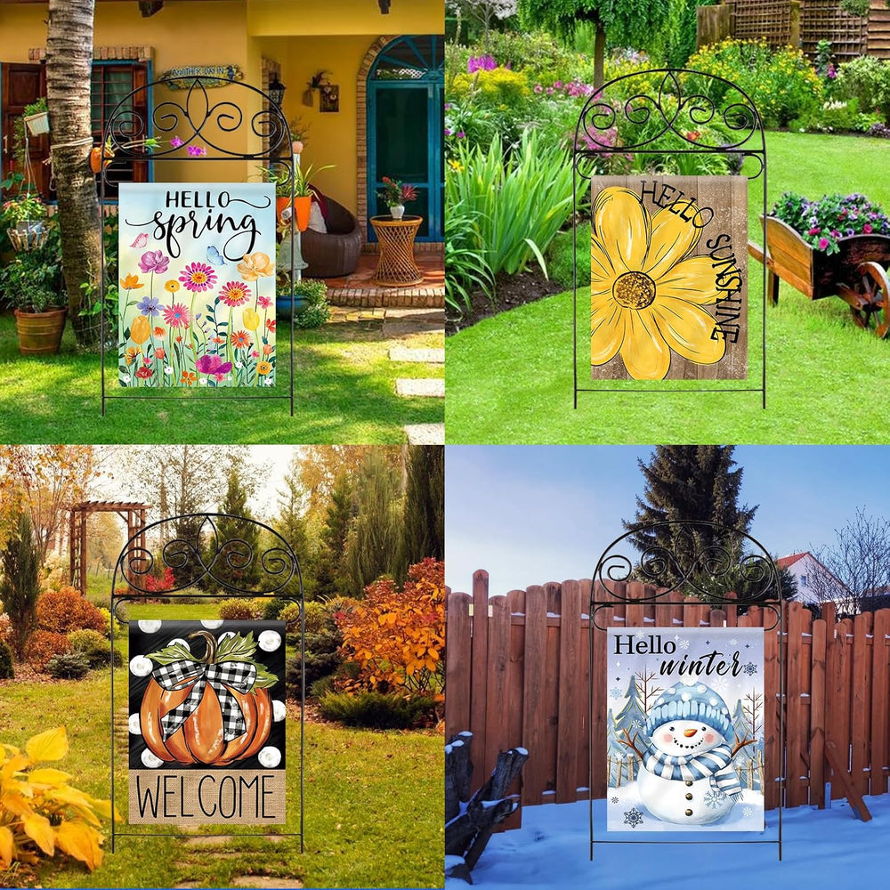 Seasonal Garden Flags Set of 12, Double Sided 28 x 40 Inch Large Yard Flags