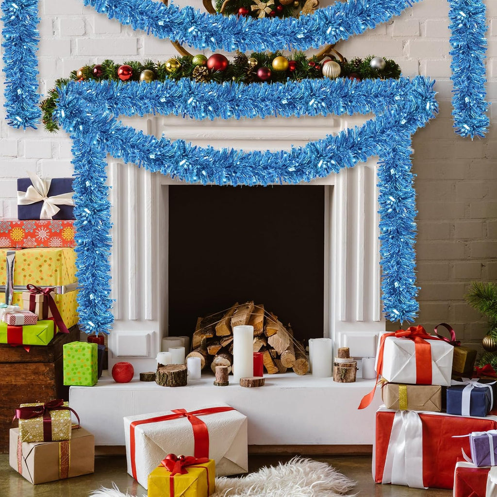 ceenna 150 feet christmas tinsel garland metallic twist showing dimensions