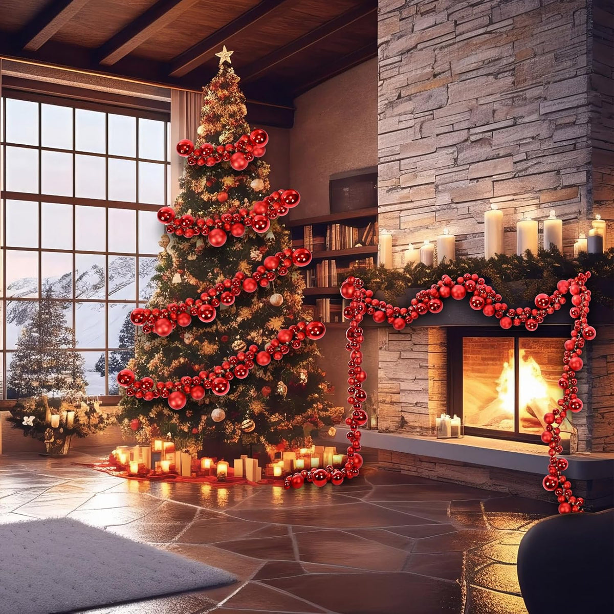 christmas ball garland ornaments hanging shatterproof xmas balls showing dimensions