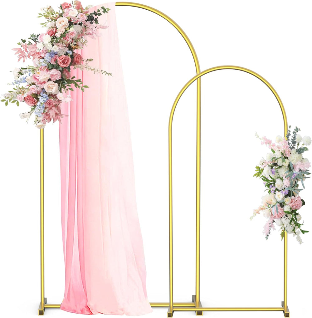 Arch Backdrop Stand Set of 2 (7.2FT,6FT), Gold Metal Arch Stand