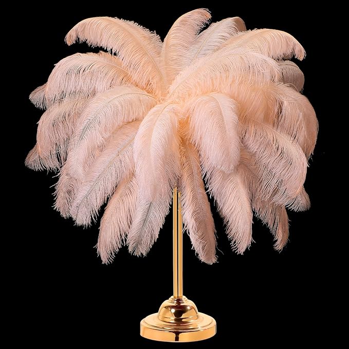 Retrowavy 30 Pcs 18-20 Inch Large Natural Ostrich Feathers Bulk for Centerpieces for Wedding Party Centerpieces Home Decoration Flower Arrangement (Champagne)