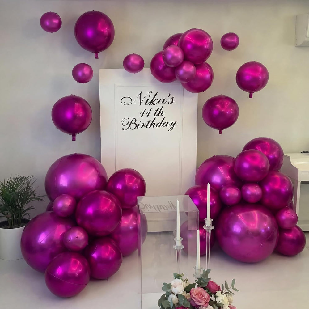 36 Pcs 22" Hot Pink Round Foil Balloons Metallic Pink Balloons