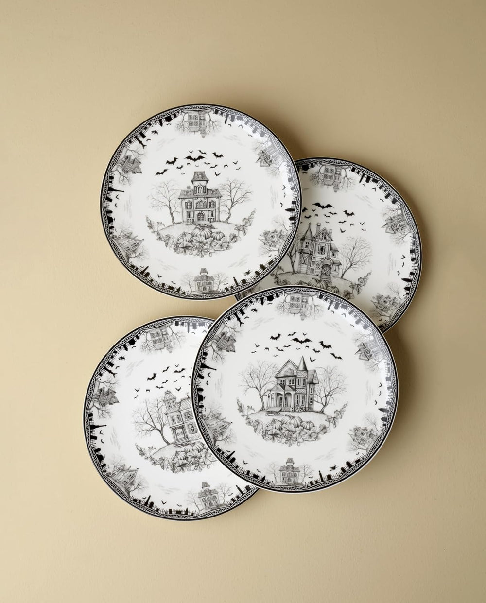 Lenox Haunted Village Accent Plates, Set Of 4, Assorted, Service For 4