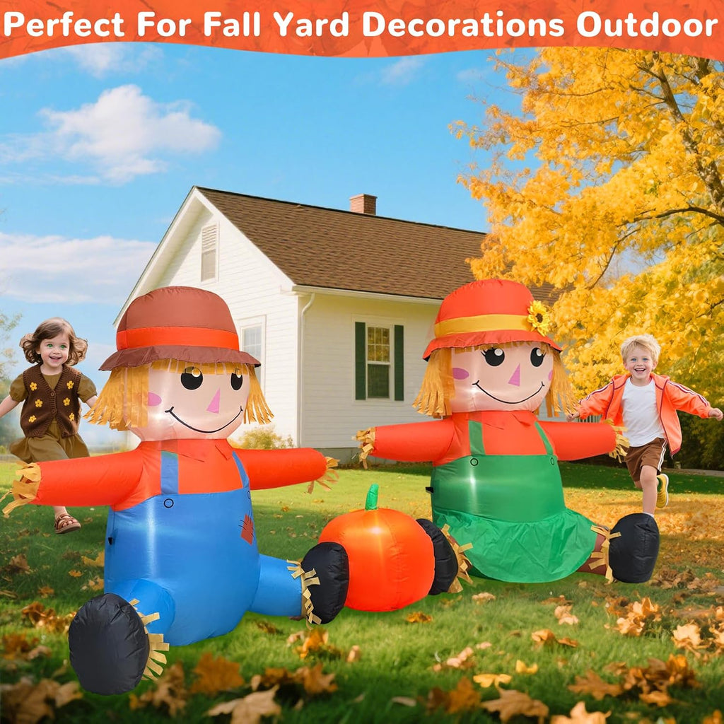 6ft fall thanksgiving inflatables outdoor decorations with built-in, side view