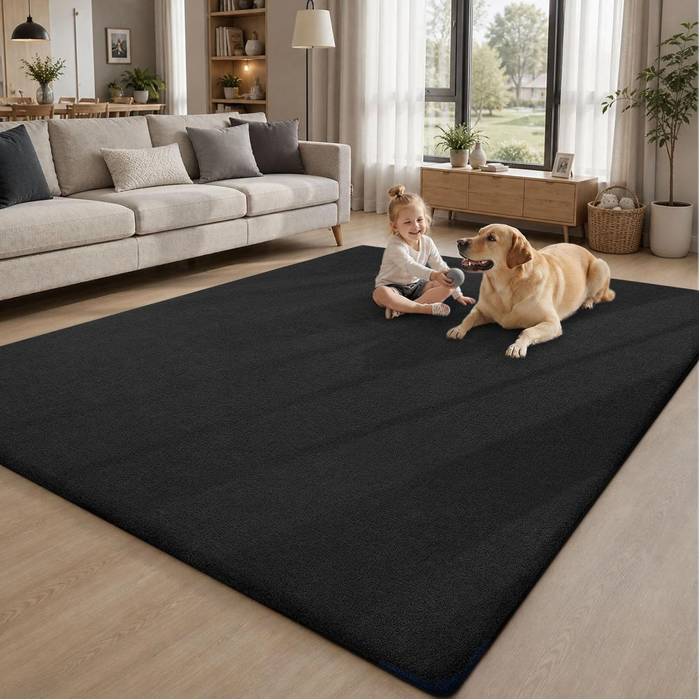 Sour Lemon 8x10 Area Rugs for Living Room Bedroom, Large Carpet Black Rug