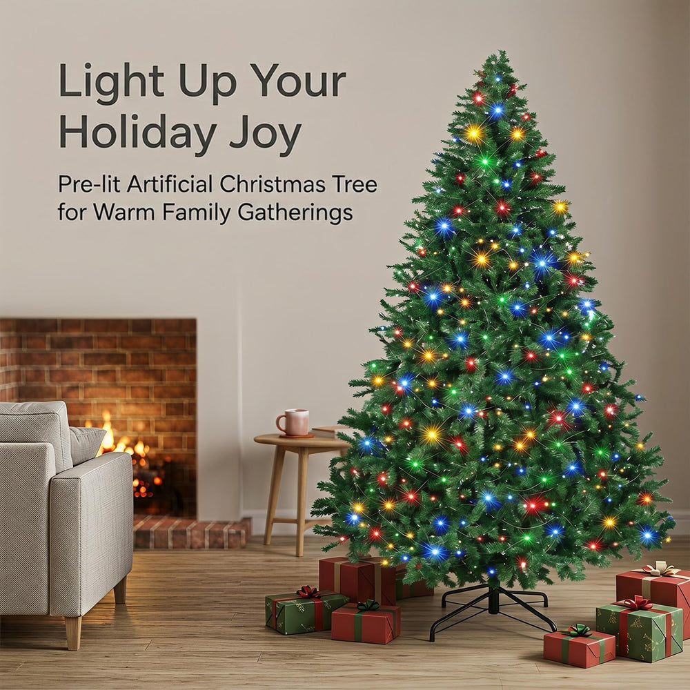 5FT PreLit Spruce Artificial Christmas Tree with Colorful LED Lights & Base
