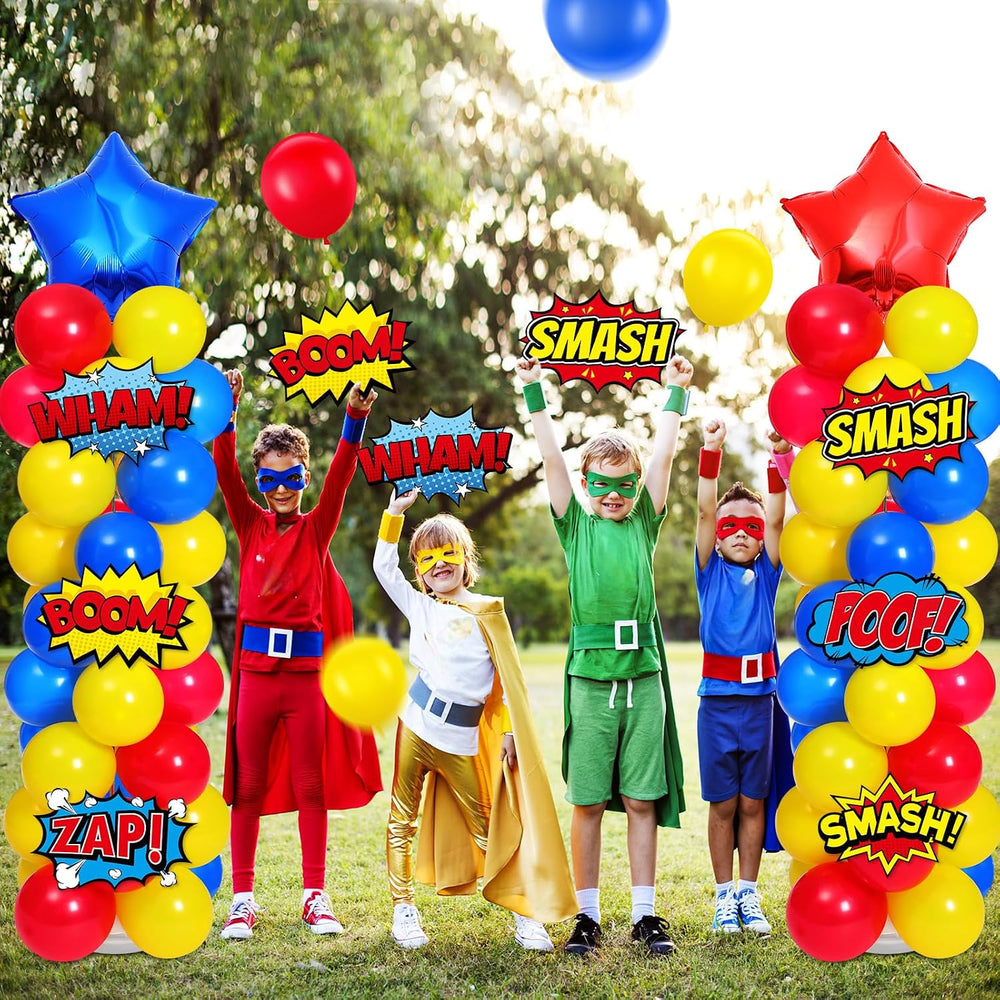 Realspring 2 Set Hero Themed Party Decoration Hero Balloon Column Stand Kit