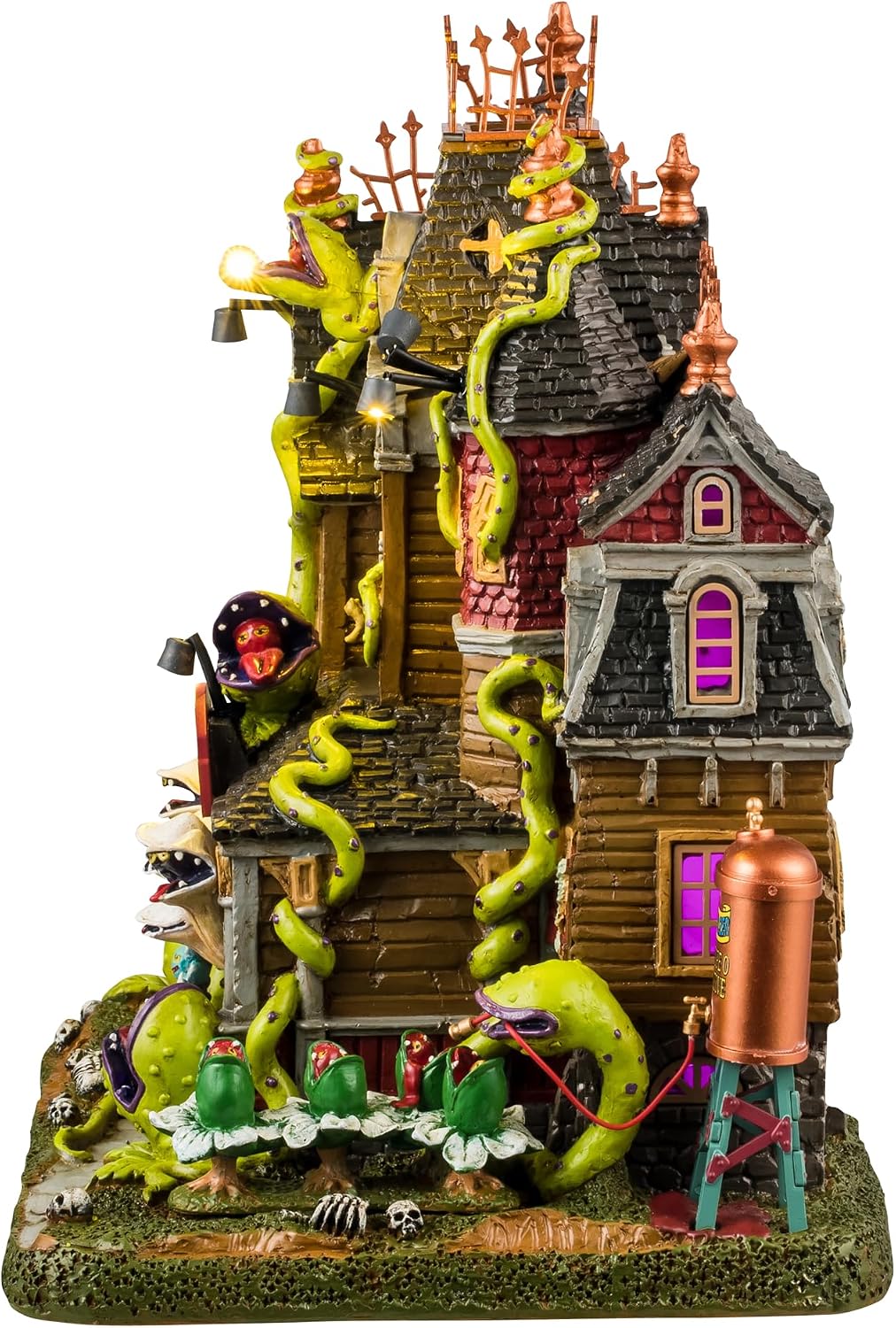 lemax the living end, battery-operated(4.5v), lighted buildings, #45207, close-up detail