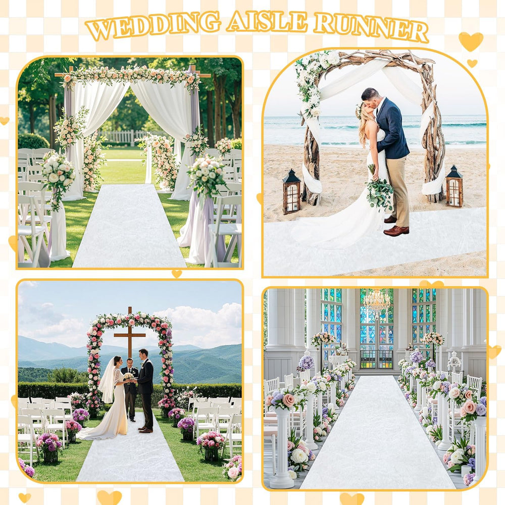 FOTSHARER White Aisle Runner for Wedding Velvet Aisle Runner Rug 4FTx15FT Wed...