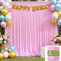 20ftx10ft Wrinkle Free Pink Backdrop Curtain for Parties, 4 Panels Silky Polyester Photo Backdrop Drapes Back Drop Cloth for Wedding Birthday Photography Background Baby Shower Decor