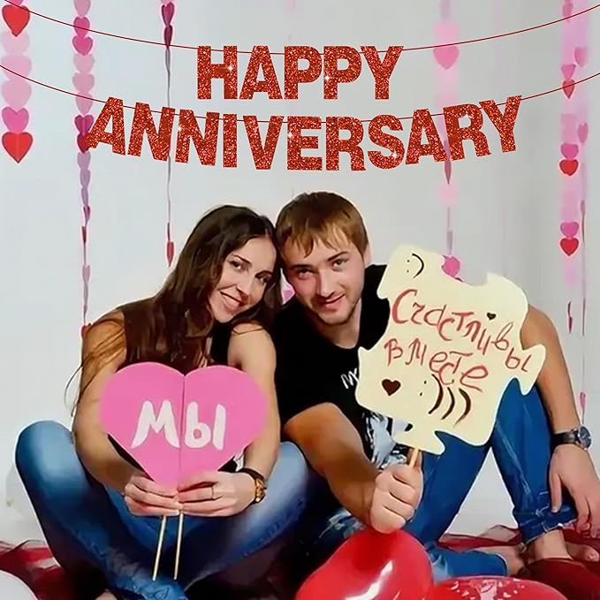 BEISHIDA 116 PCS A-Z Glitter Red DIY Letter Banner Kit Make Your Own Banner，Including 111 Letters and Numbers 3 Rope and 2 Threading Device,Customized for Birthday Graduation Wedding Party Decor
