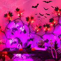 9 Ft 66 LED Willow Vine Twig Decor Black Halloween Garland with Orange Purple Lights, Timer 8 Modes Waterproof Battery Operated Indoor Halloween Decorations for Wall Fireplace Mantle Home Office Decor
