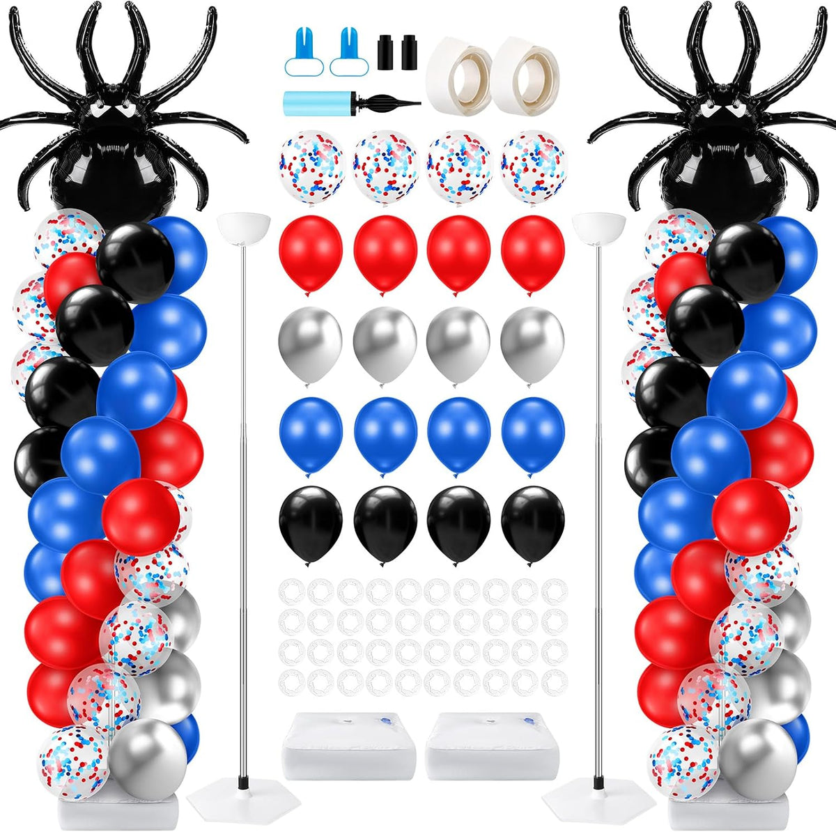 Kasyat 2 Sets Spider Balloon Column Stand Kits with 100 Latex Balloons