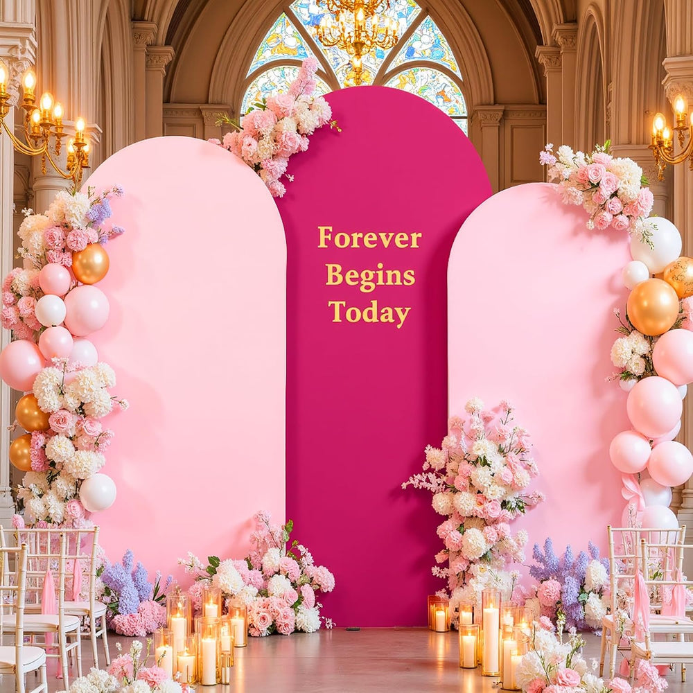 Pink & Hot Pink Arch Backdrop Cover Set of 3-6ft,6.6ft,7.2ft Arch Covers