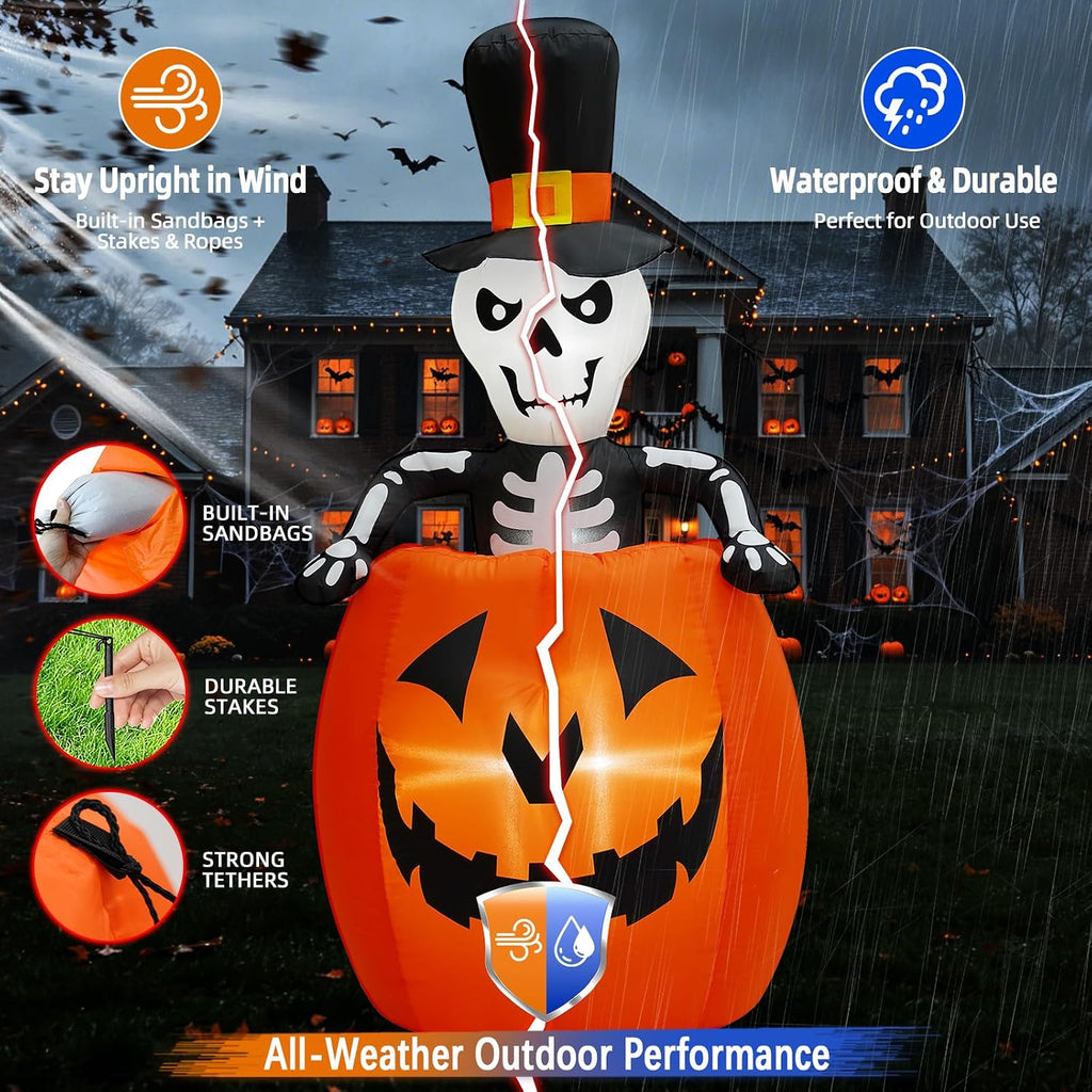 5.5ft animated pop up halloween inflatables outdoor pumpkin, side view