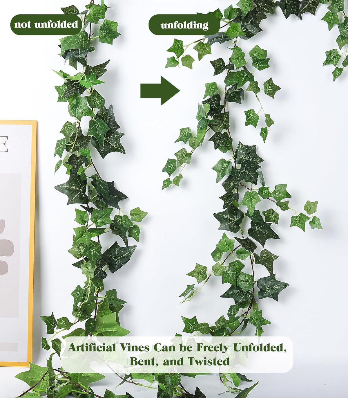 RECUTMS 6Strand Artificial Ivy Greenery Garland Silk Fake Vines Plant 6.3Ft