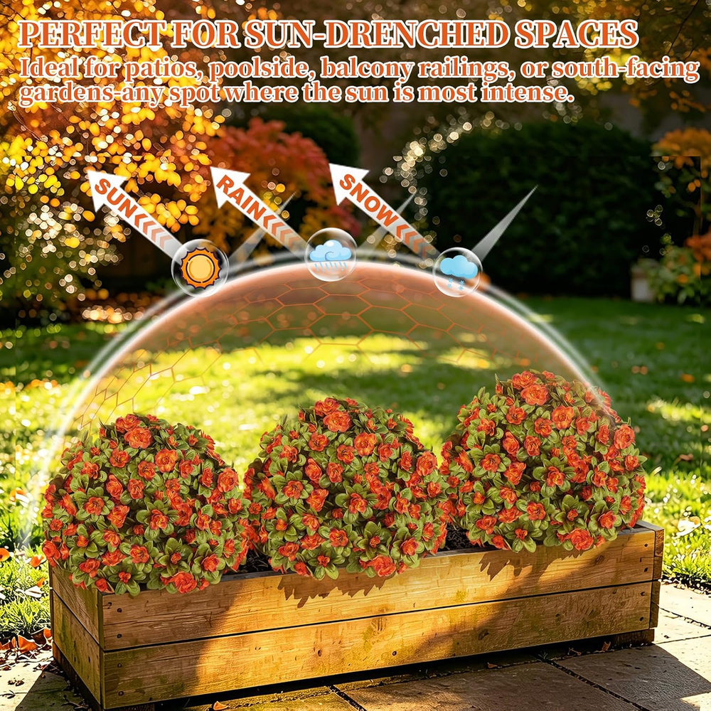 2 Pack Artificial Fall Azlea Flower Topiary Balls for Outdoor