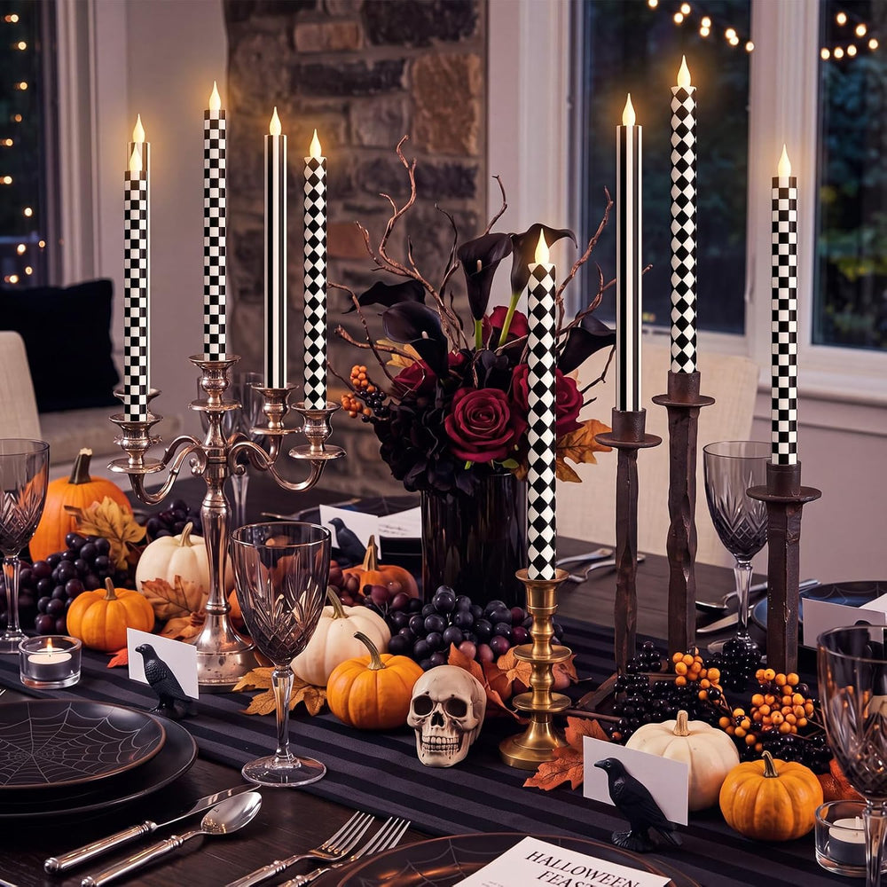 Honoson 6 Pcs Halloween Flameless Taper Candles 10.6 Inch Table Home Decor