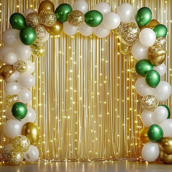 20x10ft Thick Gold Glitter Backdrop Curtain Panels for Parties, Wrinkle Free Sparking Sequin Backdrop Drapes, 4 Panels 5x10ft Shimmer Photo Back Drop Cloth for Wedding Birthday Photography