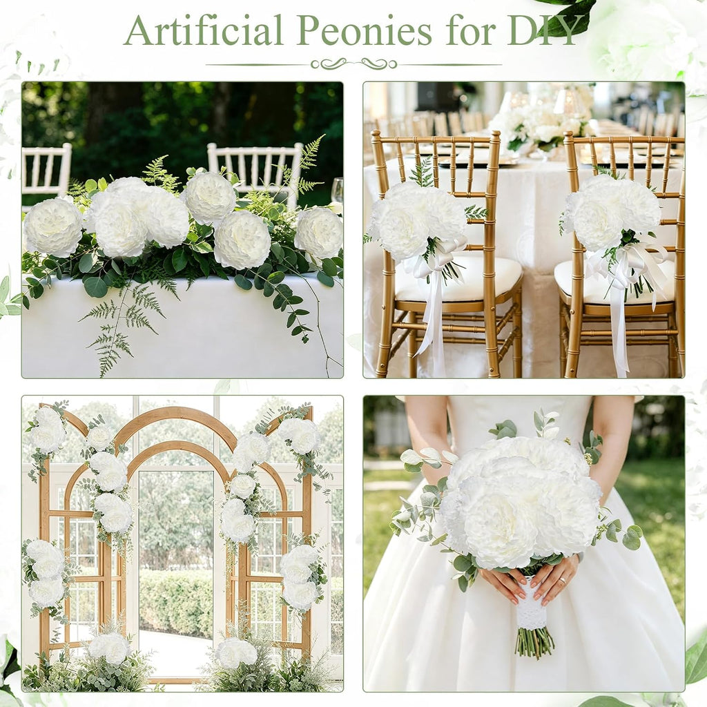 56 Pcs Peonies Artificial Flowers Bulk, 4.7’’ Fake Peonies - White