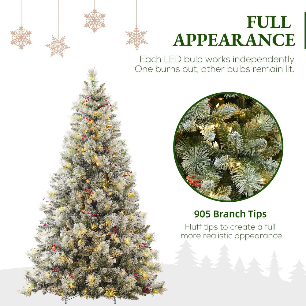 Hykolity 6 ft Prelit Snow Flocked Christmas Tree with 250 Warm White LED Ligh...