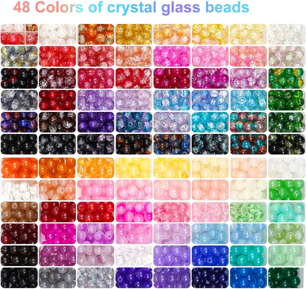 Hanyoung 8mm Glass Beads for Bracelet Making Kits, 96 Colors 2900 pcs