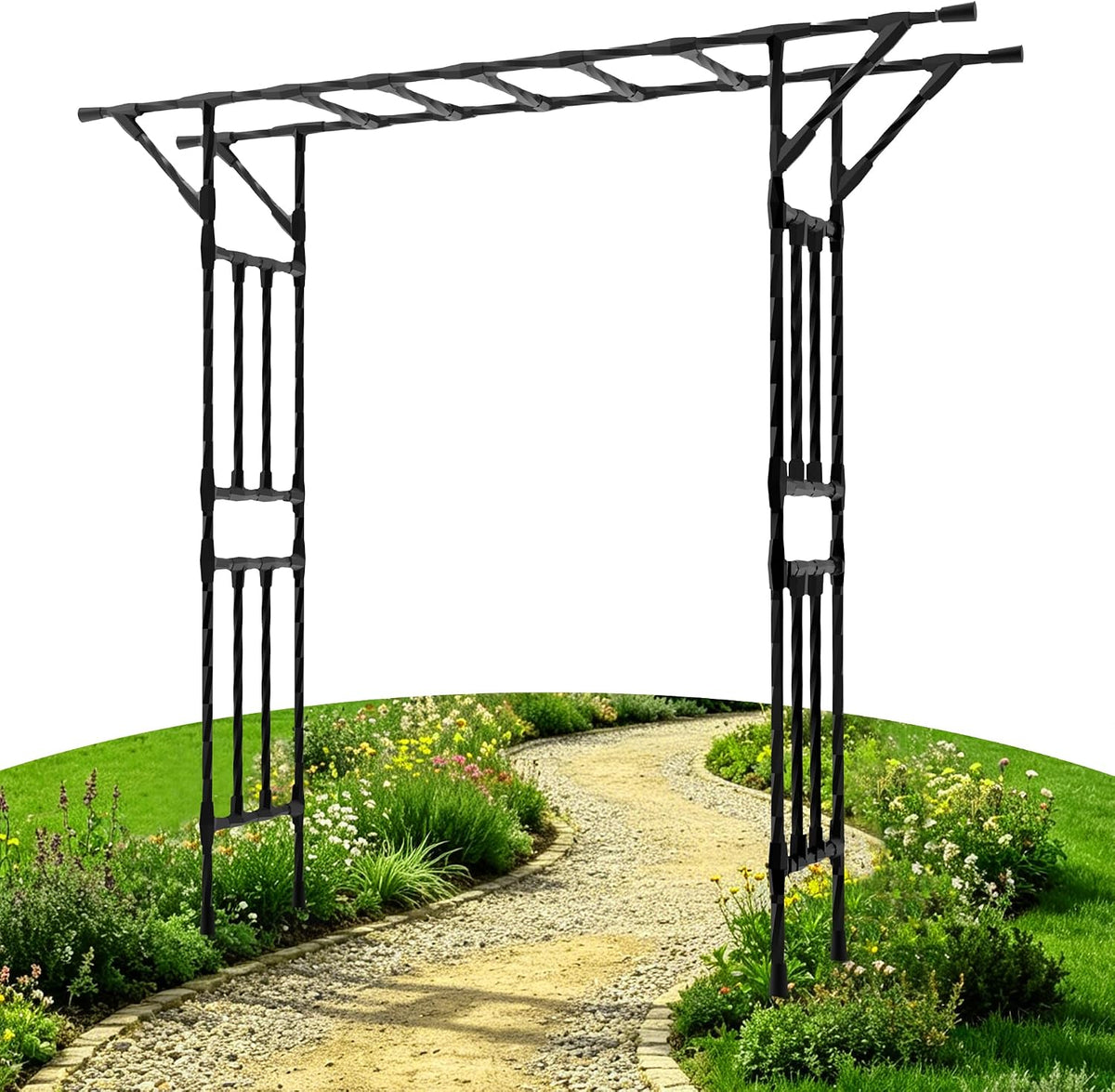 Garden Arch Trellis 78.7" L*85.4" H Sturdy & Rustproof Flat Top Garden Arch