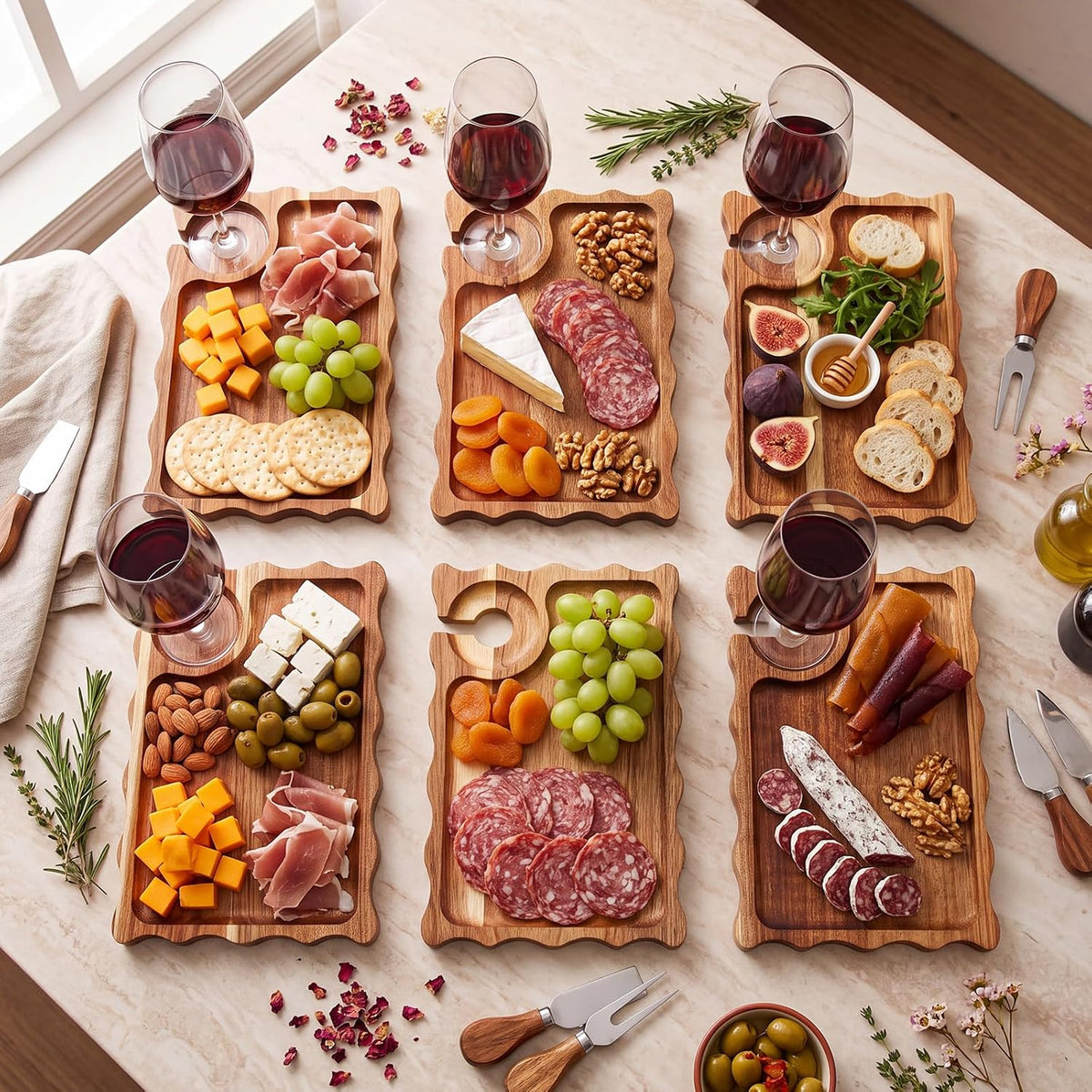 silifine 6 pcs wine appetizer plates with wine showing dimensions