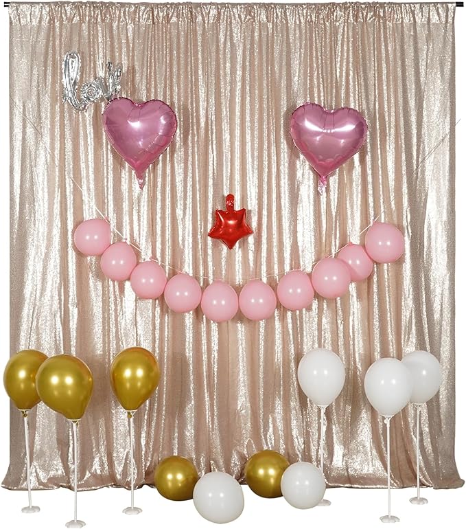 Poise3EHome 8FT x 10FT Sequin Photography Backdrop Curtain for Party Decoration, Champagne