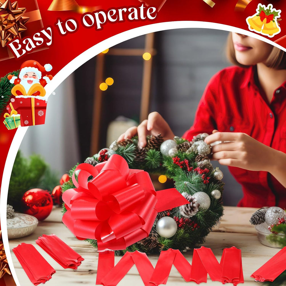 60 Pcs 9" Pull Bow Christmas Gift Wrapping with Ribbon, Red
