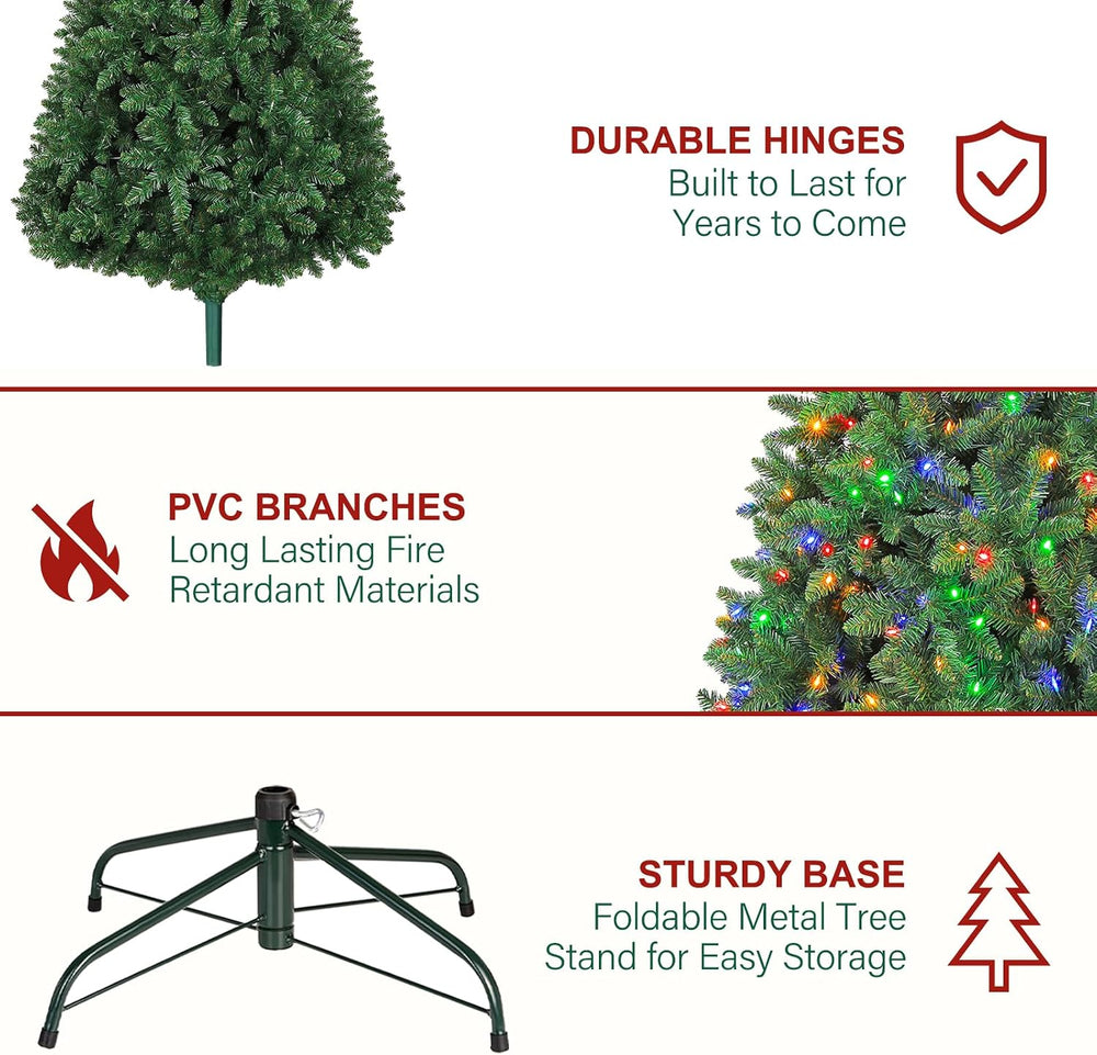 Hykolity 6 ft Prelit Artificial Christmas Tree with Multicolor LEDs