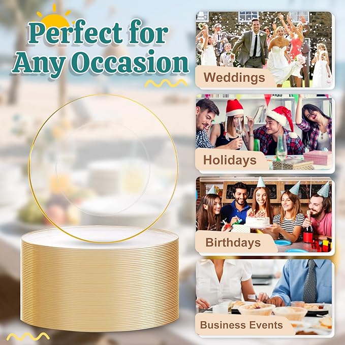 Festiva 200Pcs Clear Plastic Dessert Plates Disposable 6.3" with Plastic Forks 5" - Small Clear Plates-Dessert/Cake/Appetizer Plates for Thanksgiving/Christmas Party & Wedding - Serve for 100Guests