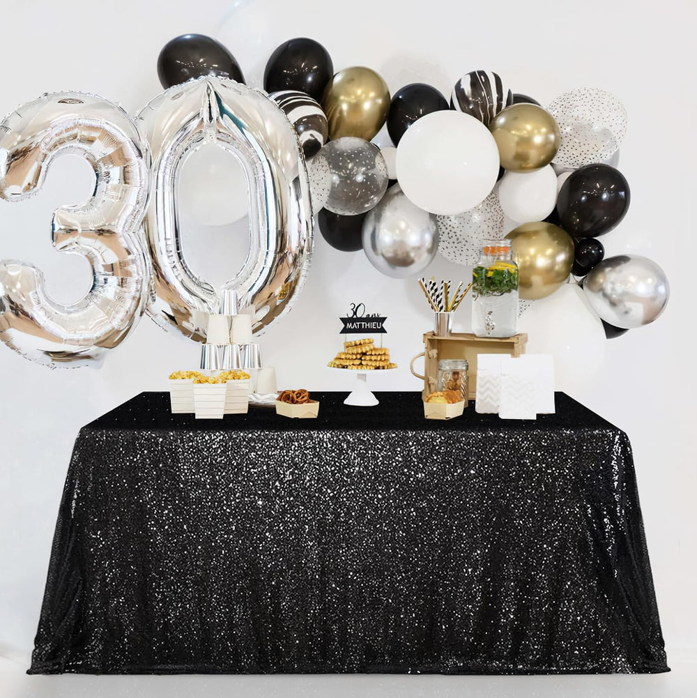 MoKoHouse Black Sequin Tablecloth Rectanglar 90" x 156" Glitter Tab...