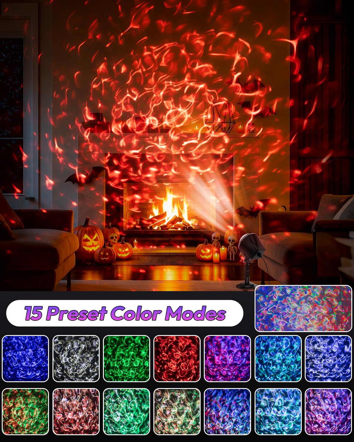 halloween projector lights outdoor, ultra bright dynamic rgbw showing dimensions