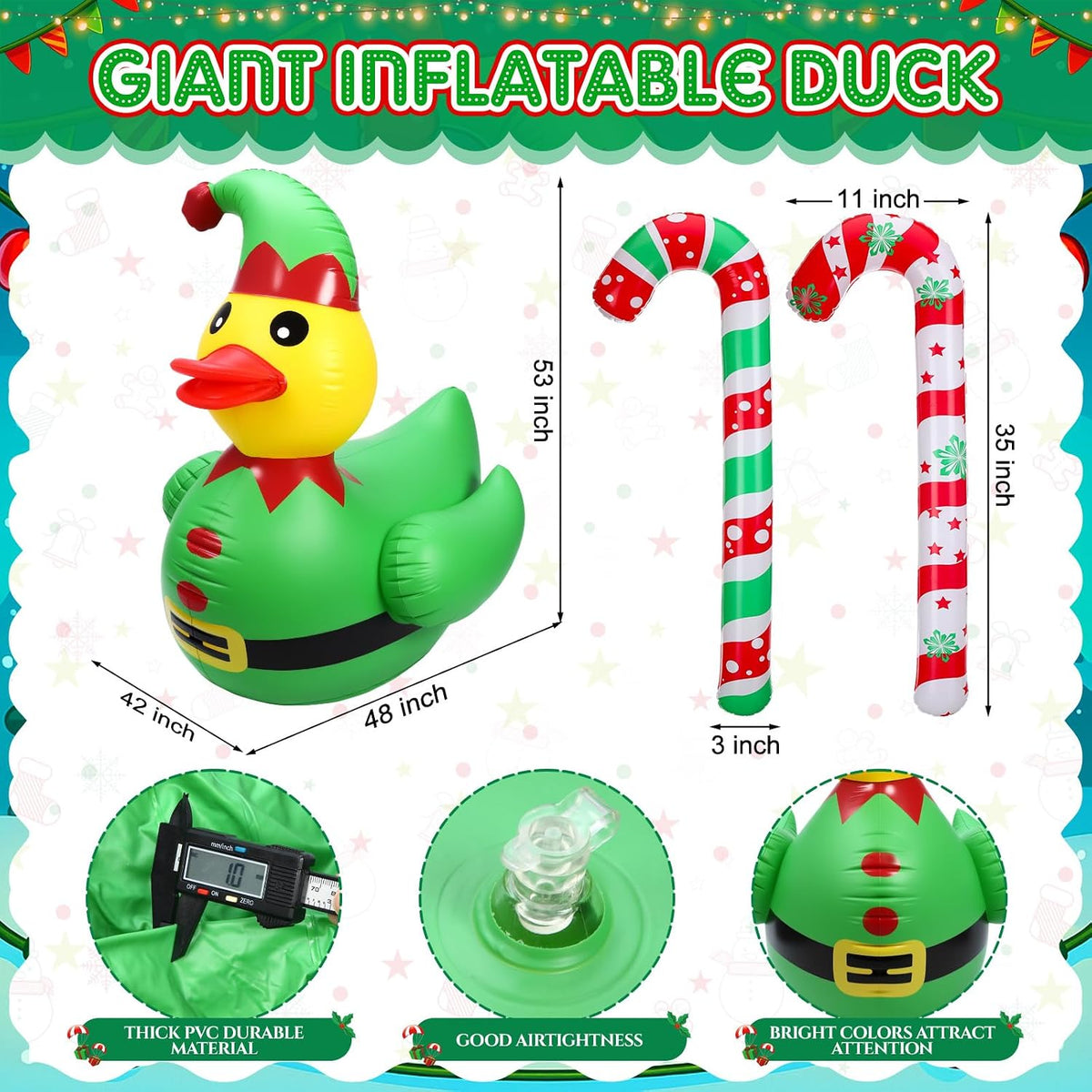 lenwen 4ft christmas inflatable duck outdoor decoration shown in use