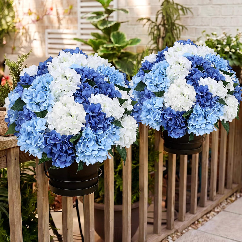 Set of 2 Faux Hydrangea Flowers Outdoor - Mixed Blue