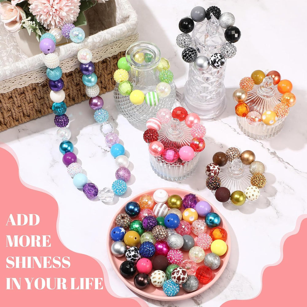 Huquary 200 Pcs 20mm Round Beads Rhinestone for Jewelry Making, Mix Color
