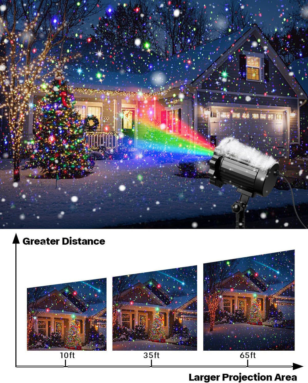Laser Christmas Projector Lights Outdoor, Waterproof Christmas Decorations Mo...