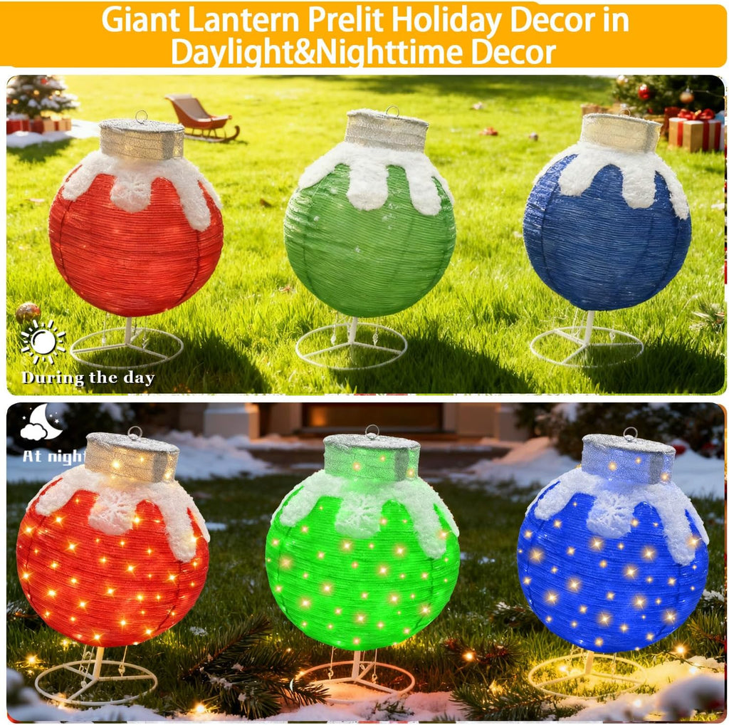 christmas ball lighted, 3pc set holiday balls with on a desk or shelf